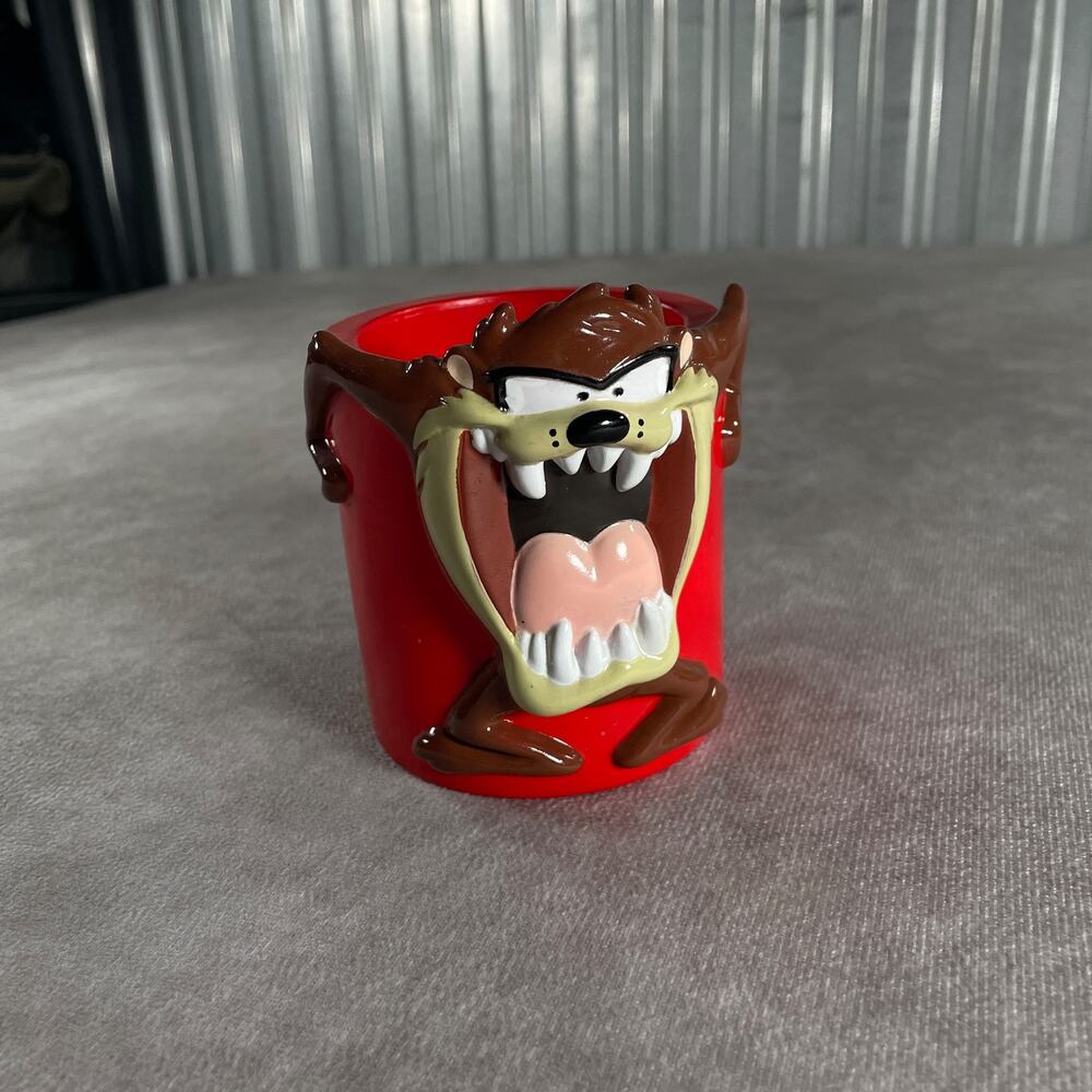 1993 Looney Tunes Taz 3D Can Plastic Koozie Red Warner Bros Vintage 90's Cartoon